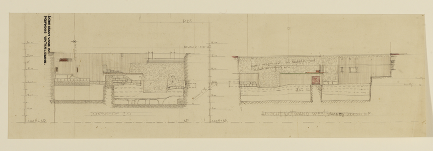 216241 Afbeeldingen van het opgravingsterrein op het Domplein te Utrecht; met aanduiding van de archeologische vondsten ...